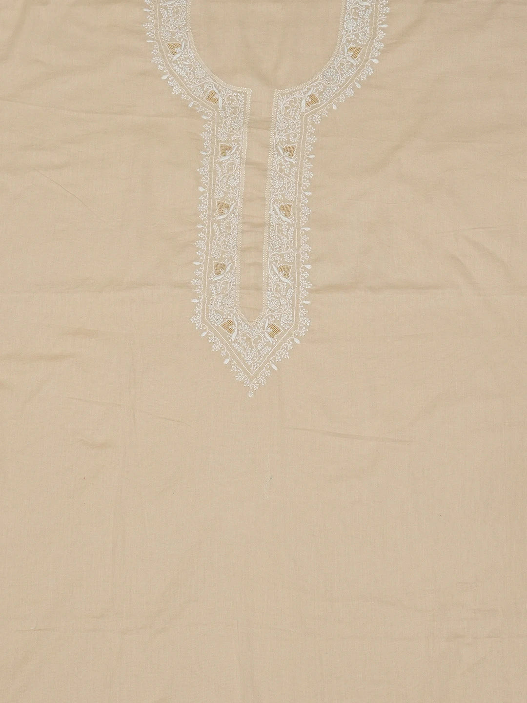 Ada Hand Embroidered Fawn Cotton Lucknowi Chikankari Unstitched Men's Kurta Piece 01A620283