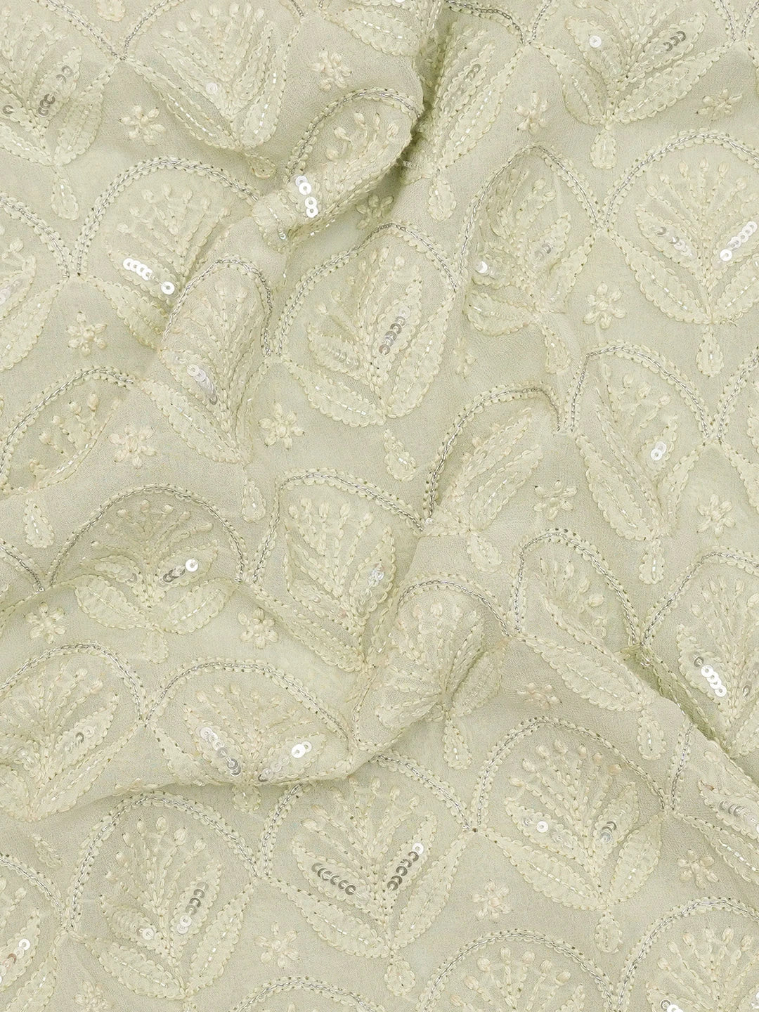 Ada Hand Embroidered Pista Green Viscose Georgette Lucknowi Chikankari Unstitched Men's Kurta Piece With Cutdana Work 01A461856
