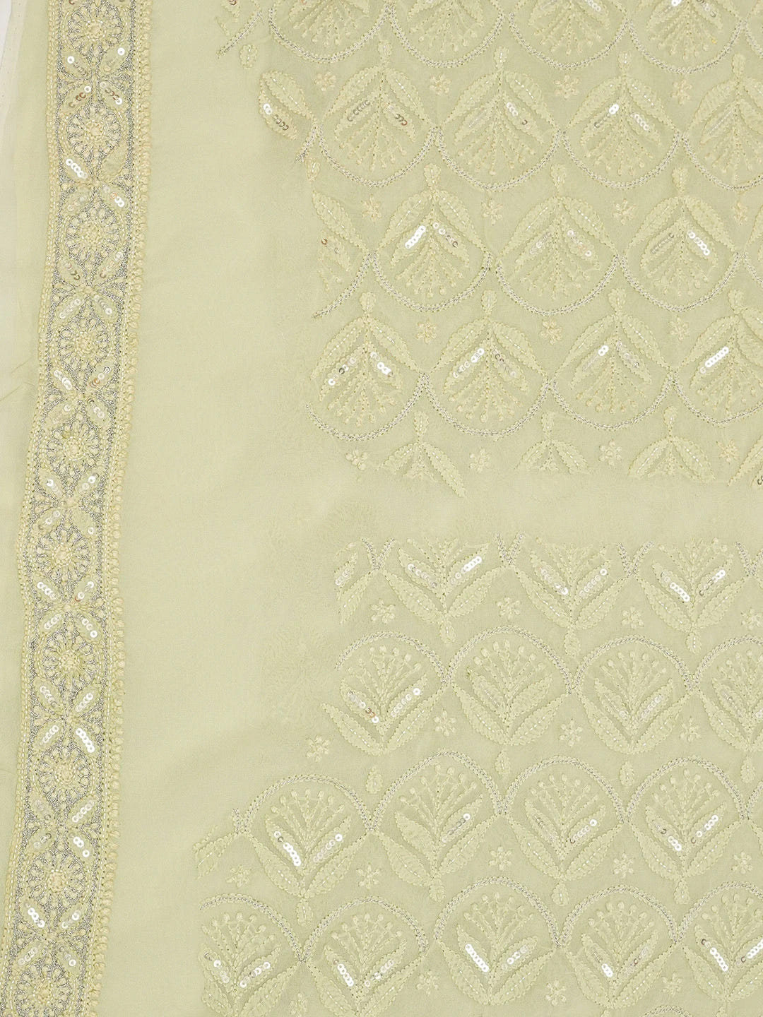 Ada Hand Embroidered Pista Green Viscose Georgette Lucknowi Chikankari Unstitched Men's Kurta Piece With Cutdana Work 01A461856