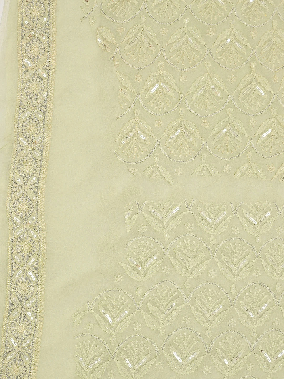 Ada Hand Embroidered Pista Green Viscose Georgette Lucknowi Chikankari Unstitched Men's Kurta Piece With Cutdana Work 01A461856