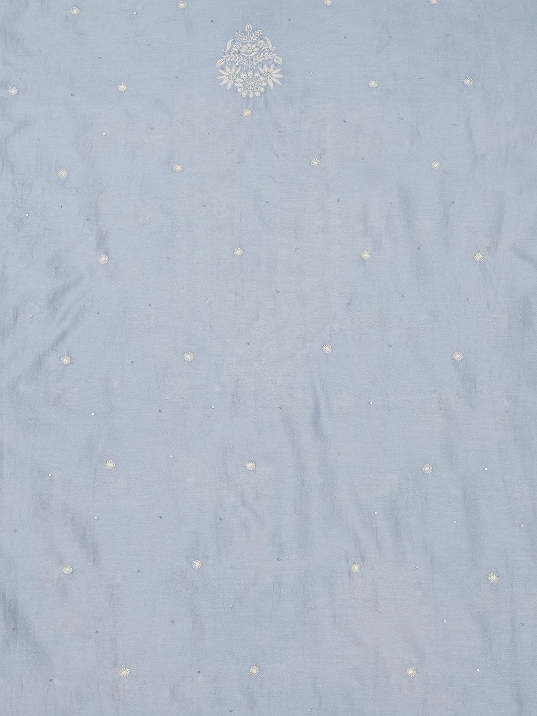 Ada Hand Embroidered Carolina Blue Chanderi Lucknowi Chikankari Unstitched Men's Kurta Piece With Cutdana Work 01A682640