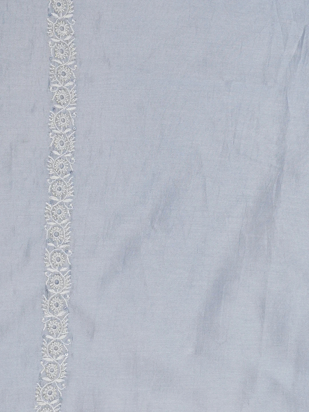 Ada Hand Embroidered Carolina Blue Chanderi Lucknowi Chikankari Unstitched Men's Kurta Piece With Cutdana Work 01A682640