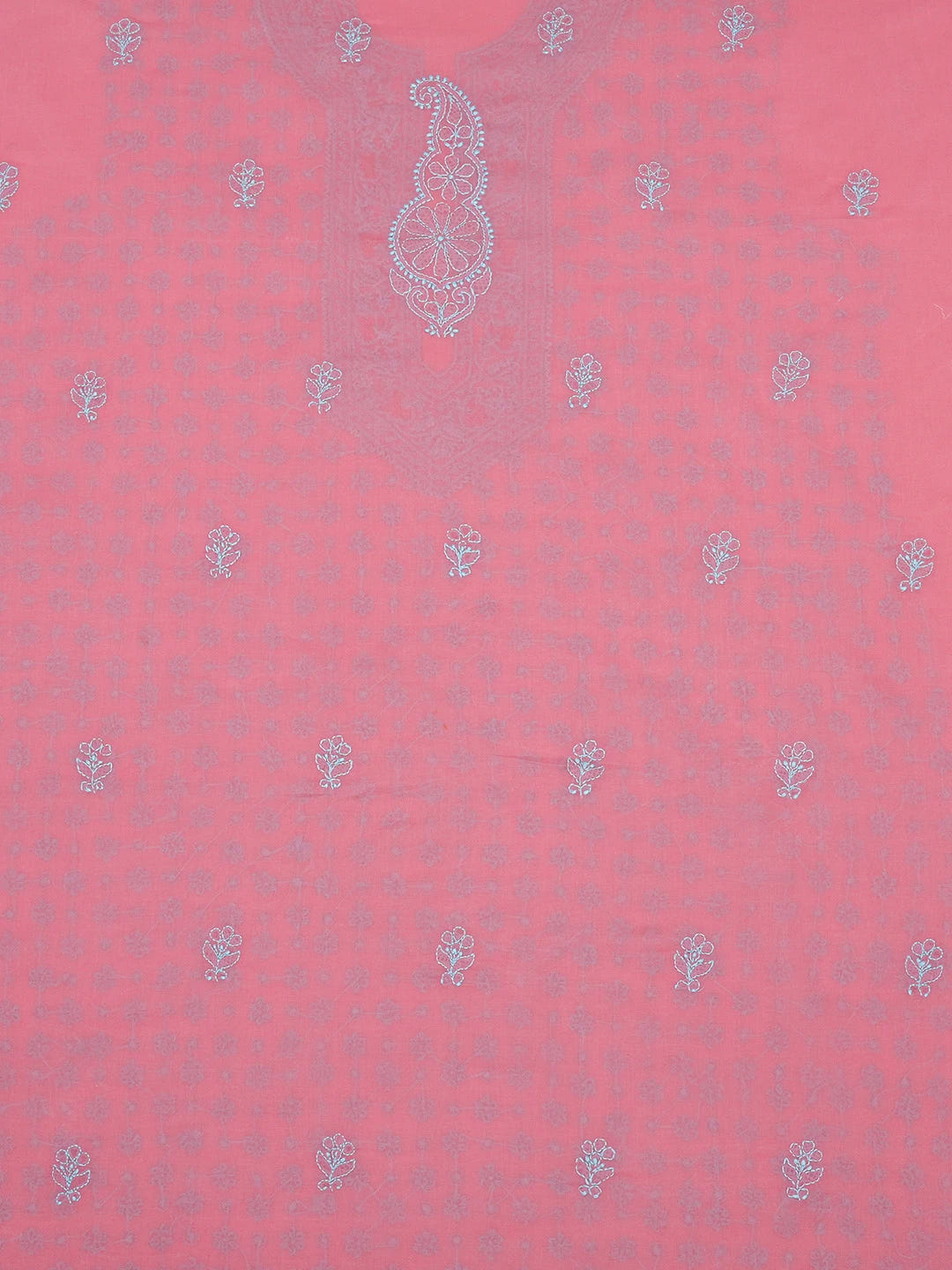 Ada Hand Embroidered Carrot Pink Cotton Lucknowi Chikankari Unstitched Men's Kurta Piece 01A671283
