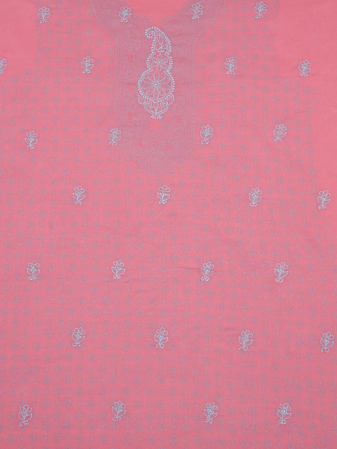 Ada Hand Embroidered Carrot Pink Cotton Lucknowi Chikankari Unstitched Men's Kurta Piece 01A671283