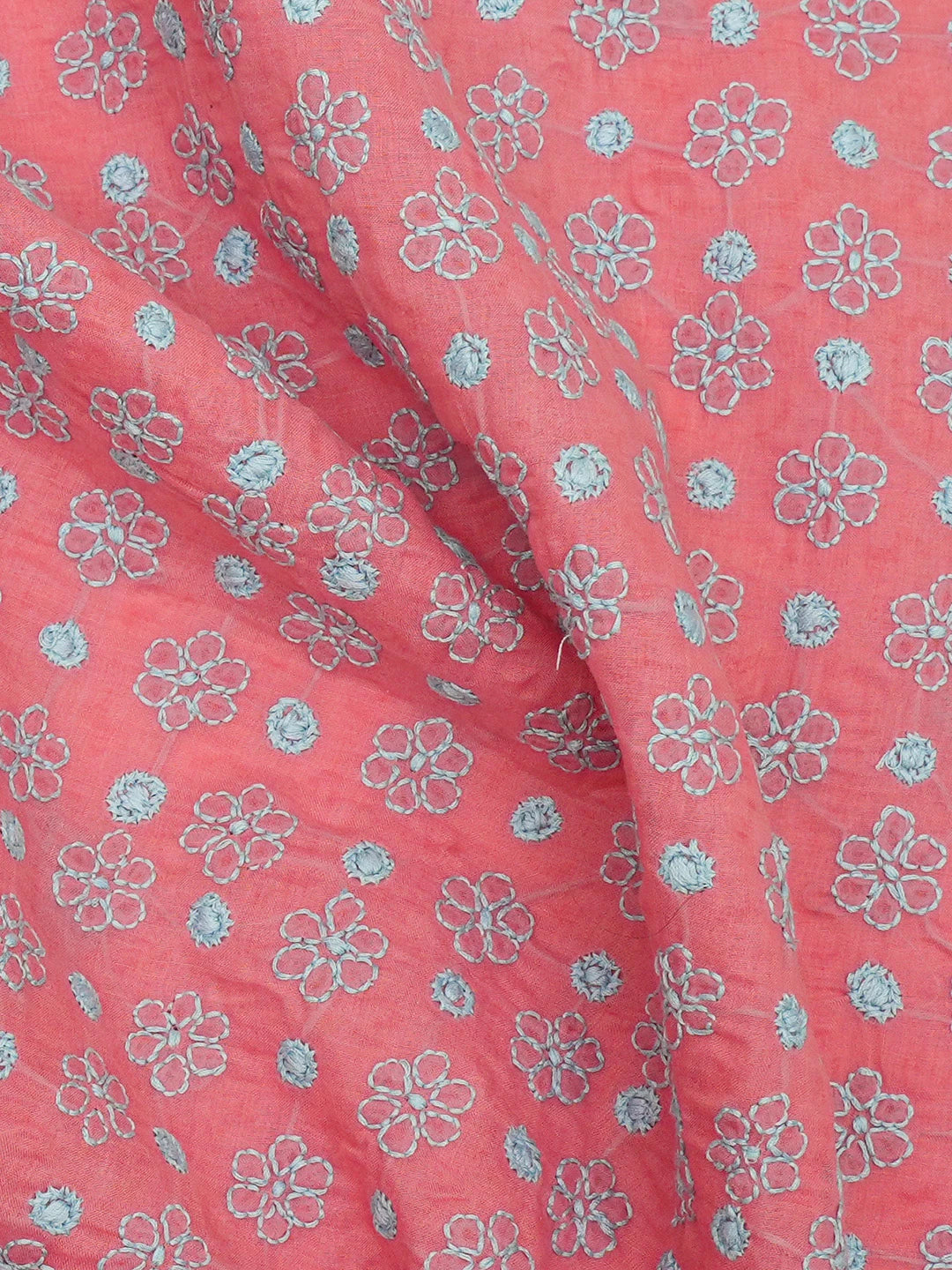Ada Hand Embroidered Carrot Pink Cotton Lucknowi Chikankari Unstitched Men's Kurta Piece 01A671283