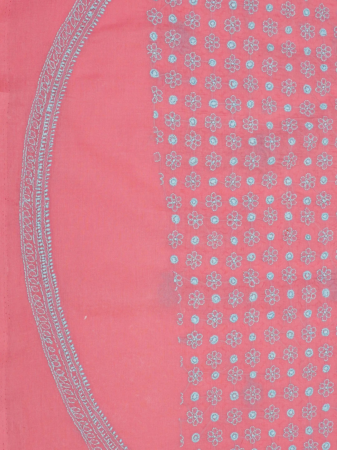 Ada Hand Embroidered Carrot Pink Cotton Lucknowi Chikankari Unstitched Men's Kurta Piece 01A671283
