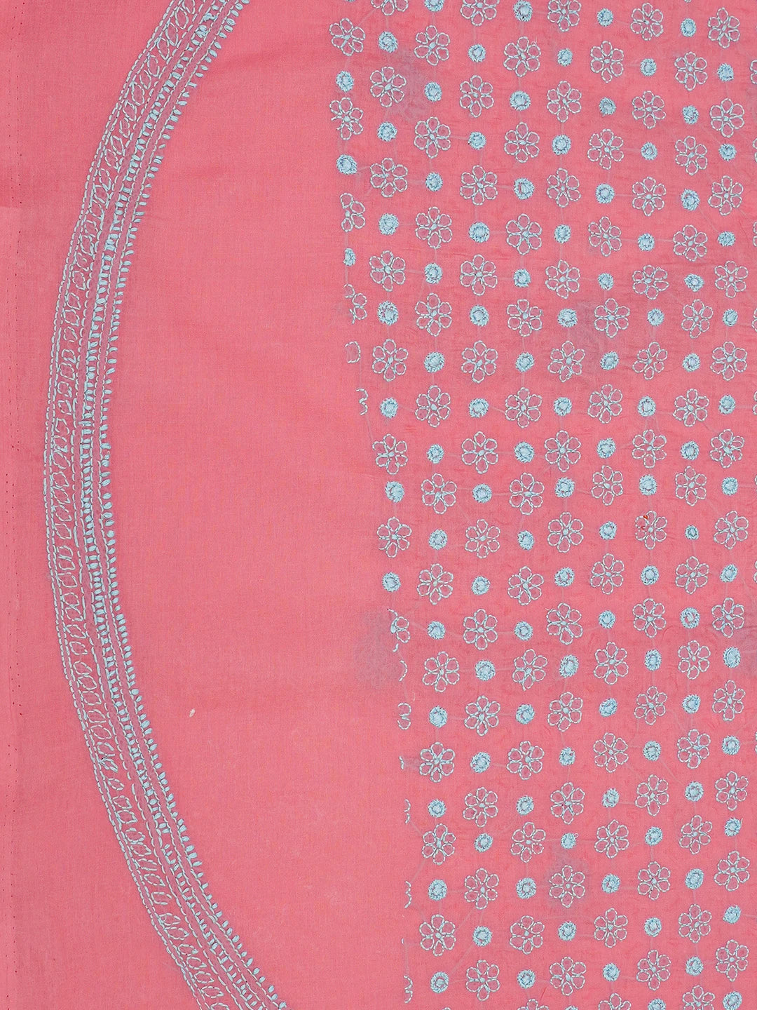 Ada Hand Embroidered Carrot Pink Cotton Lucknowi Chikankari Unstitched Men's Kurta Piece 01A671283