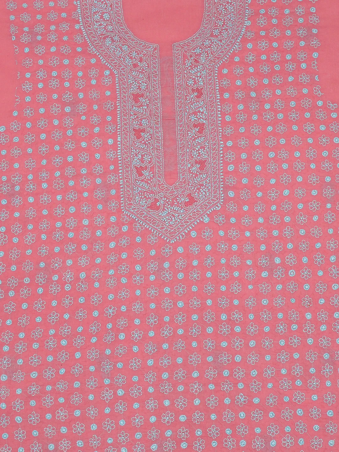 Ada Hand Embroidered Carrot Pink Cotton Lucknowi Chikankari Unstitched Men's Kurta Piece 01A671283