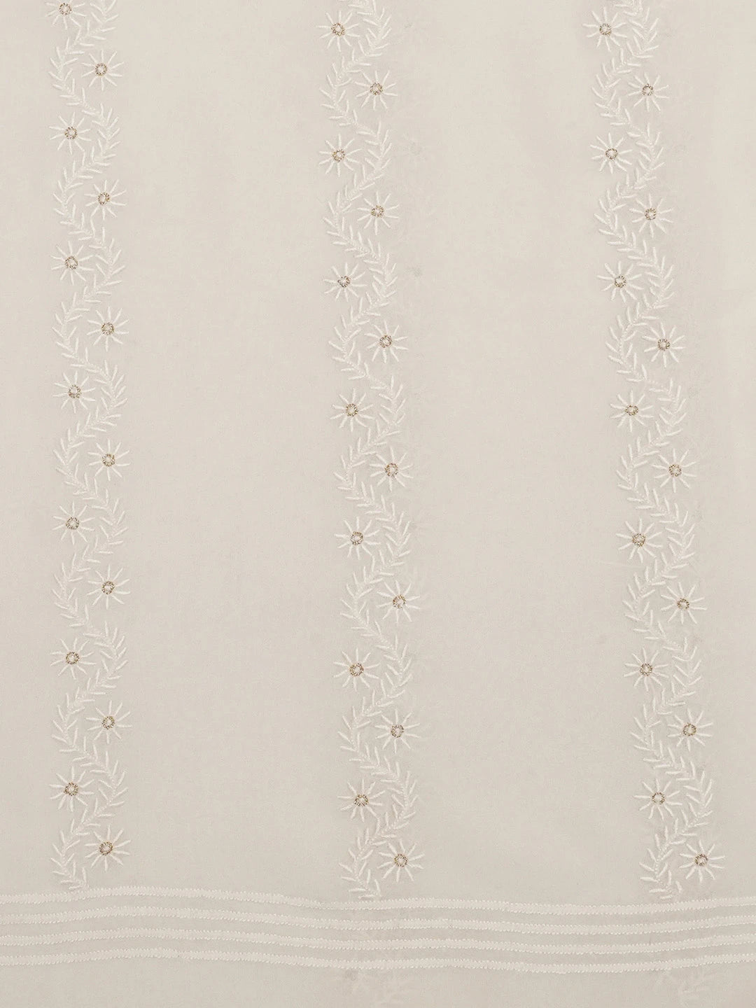 Ada Hand Embroidered Off White Pure Georgette Lucknowi Chikankari Unstitched Men's Kurta Piece With Zari Work A600717