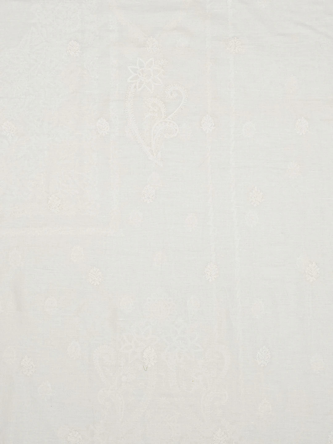 Ada Hand Embroidered White Linen Lucknowi Chikankari Unstitched Men's Kurta Piece A425192