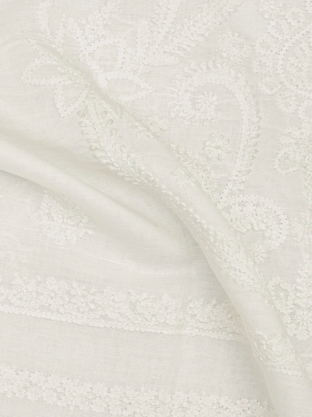 Ada Hand Embroidered White Linen Lucknowi Chikankari Unstitched Men's Kurta Piece A425192