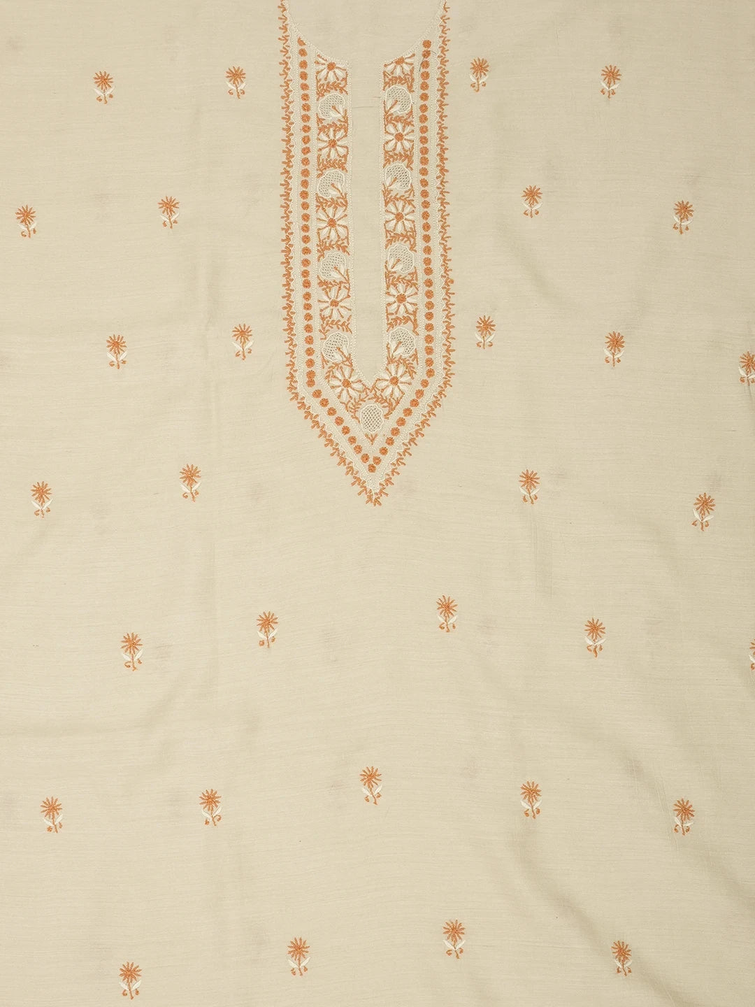 Ada Hand Embroidered Fawn Moonga Silk Lucknowi Chikankari Unstitched Men's Kurta Piece 01A539189