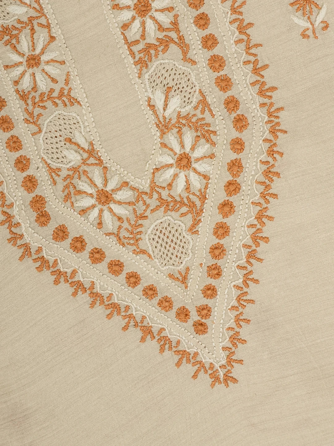 Ada Hand Embroidered Fawn Moonga Silk Lucknowi Chikankari Unstitched Men's Kurta Piece 01A539189