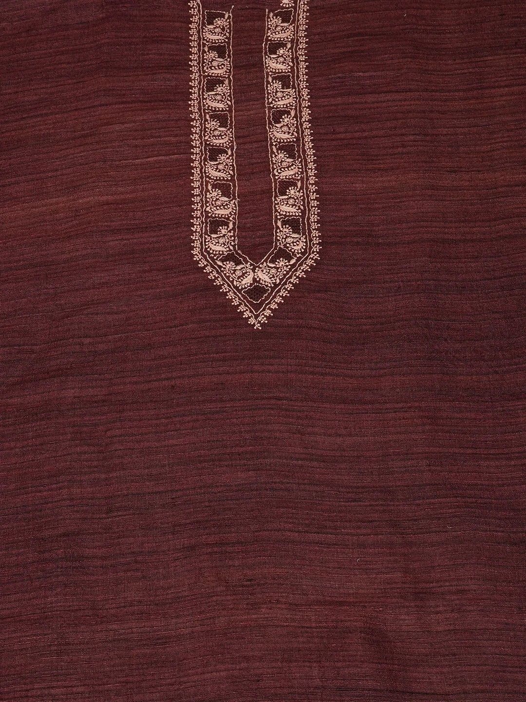 Ada Hand Embroidered Maroon Silk Lucknowi Chikankari Unstitched Men's Kurta Piece 01A584589