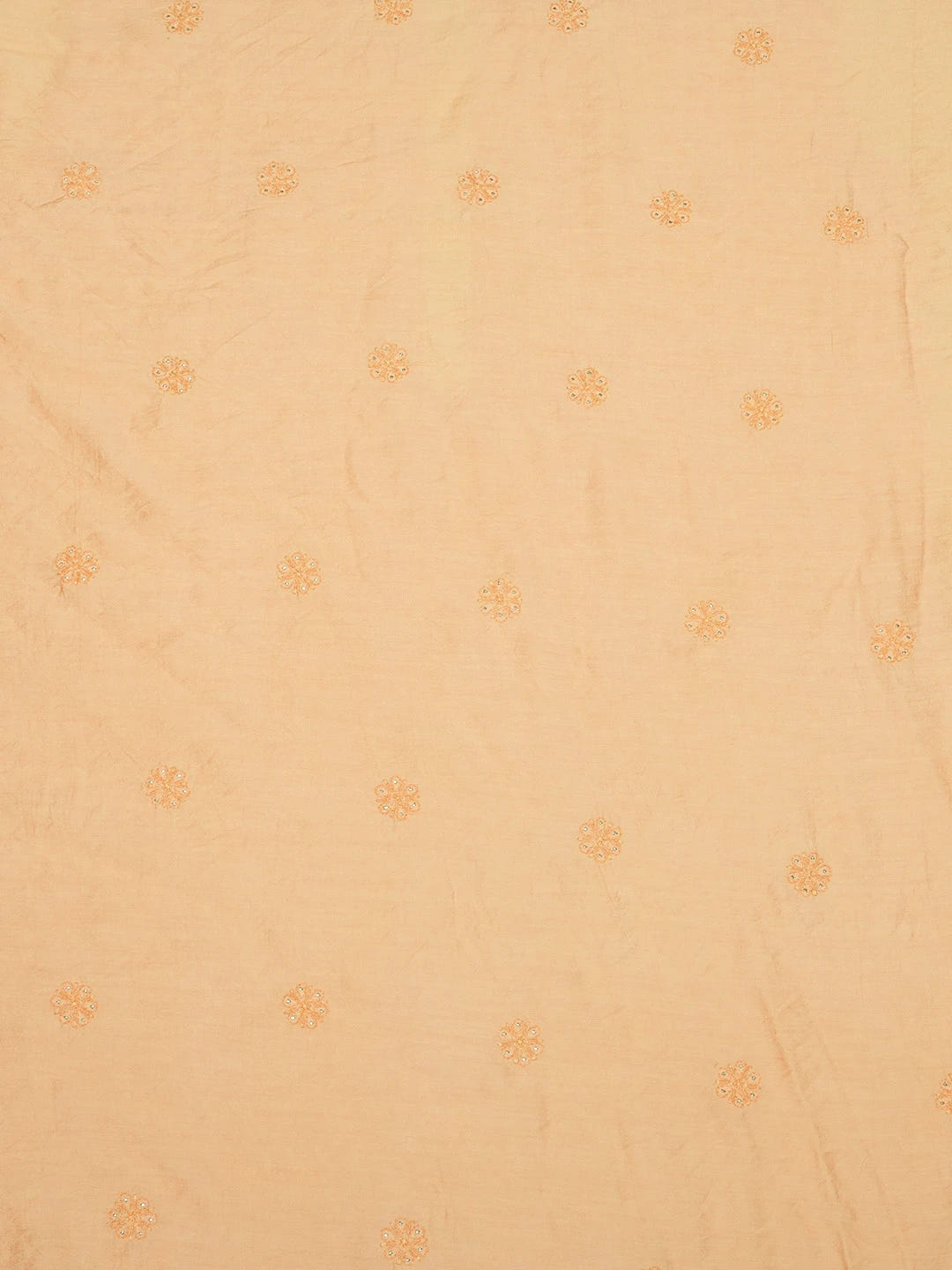 Ada Hand Embroidered Peach Chanderi Lucknowi Chikankari Unstitched Men's Kurta Piece With Muqaish Work 01A516814