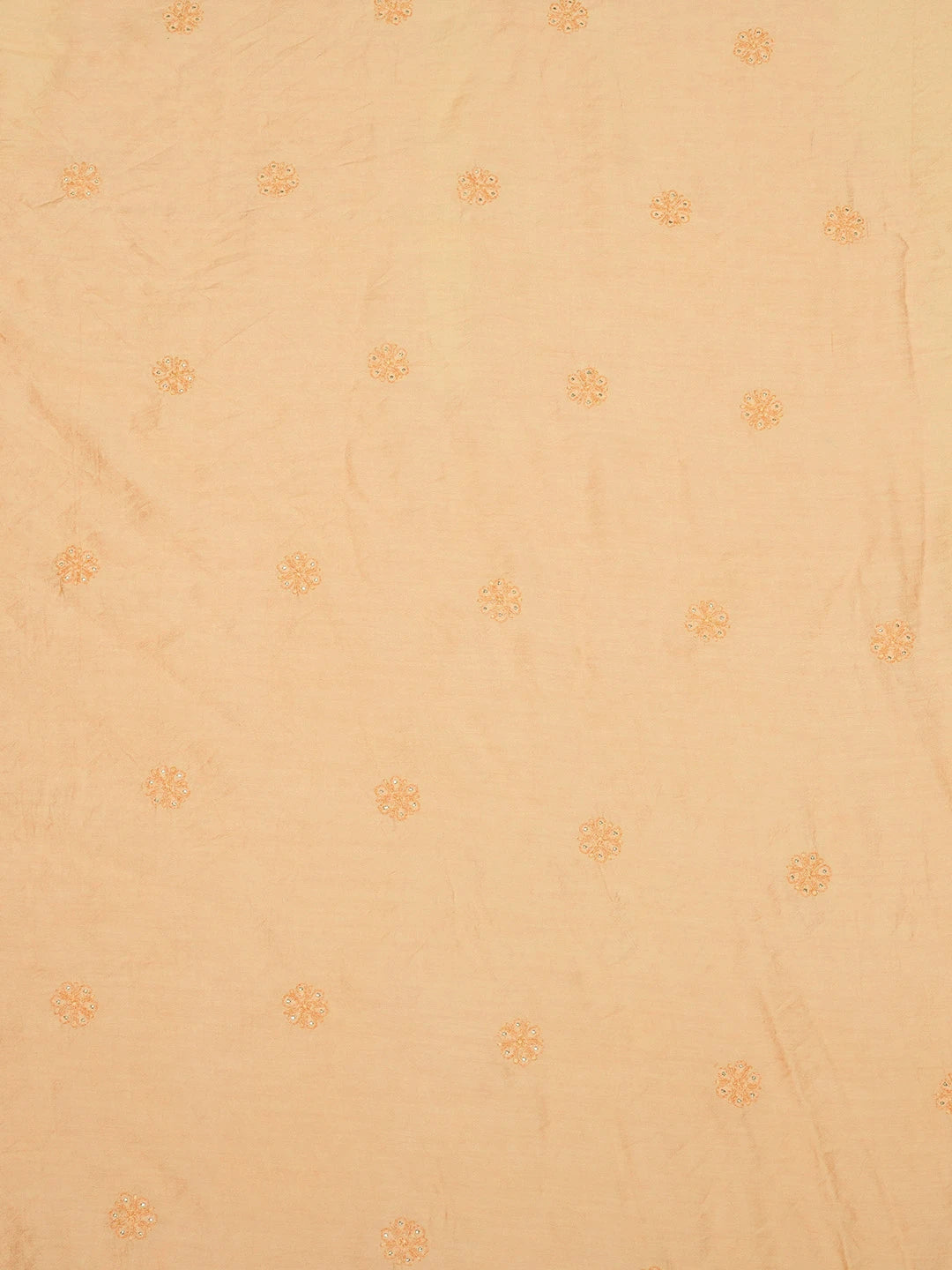 Ada Hand Embroidered Peach Chanderi Lucknowi Chikankari Unstitched Men's Kurta Piece With Muqaish Work 01A516814