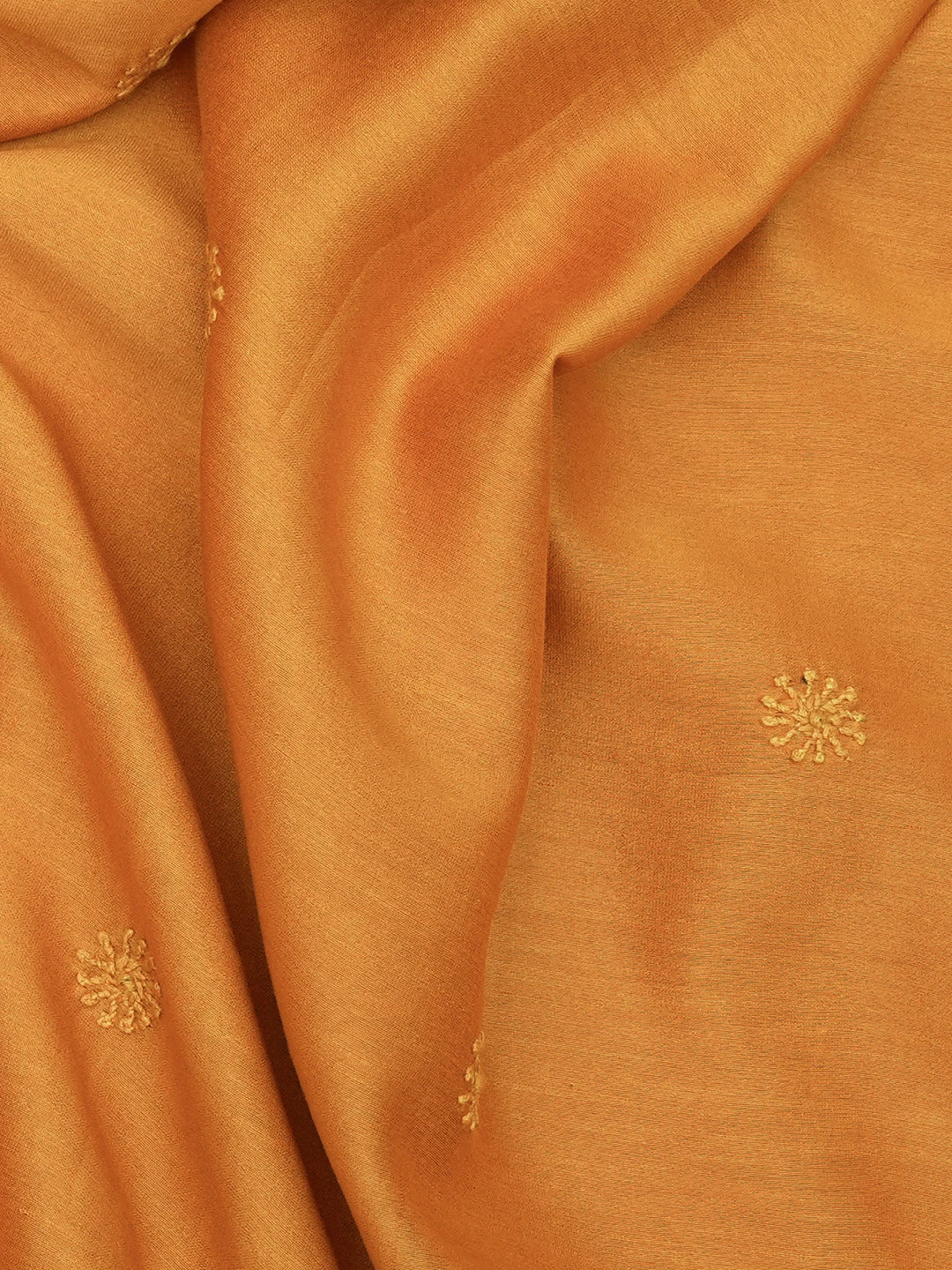 Ada Hand Embroidered Mustard Chanderi Lucknowi Chikankari Unstitched Men's Kurta Piece 01A697145