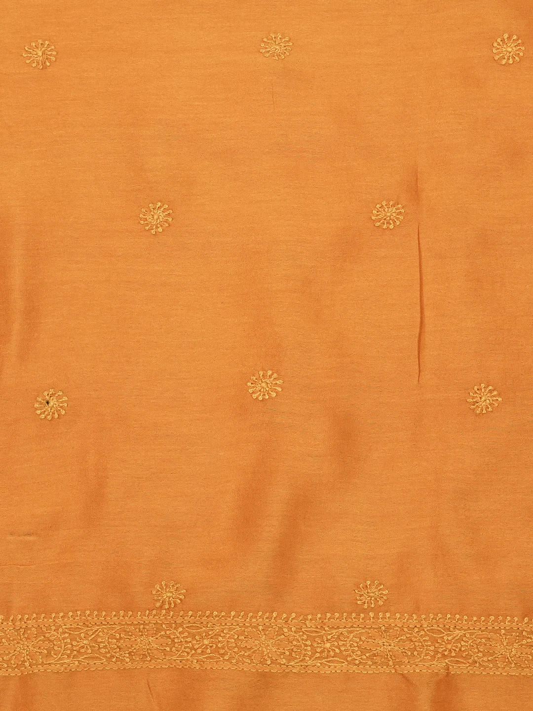 Ada Hand Embroidered Mustard Chanderi Lucknowi Chikankari Unstitched Men's Kurta Piece 01A697145