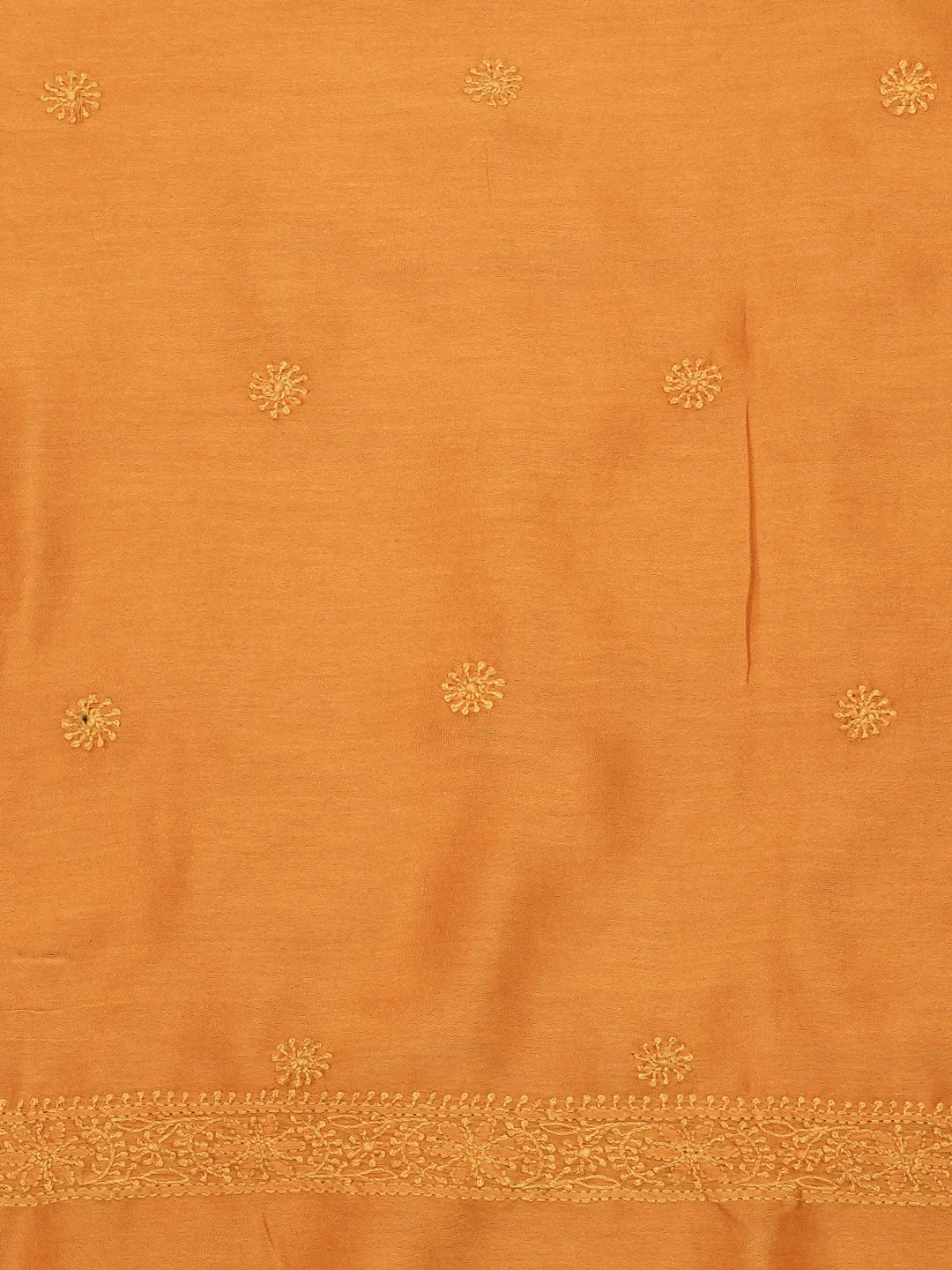 Ada Hand Embroidered Mustard Chanderi Lucknowi Chikankari Unstitched Men's Kurta Piece 01A697145