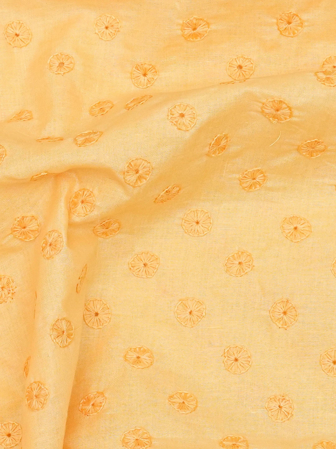 Ada Hand Embroidered Yellow Cotton Lucknowi Chikankari Unstitched Men's Kurta Piece 01A697120