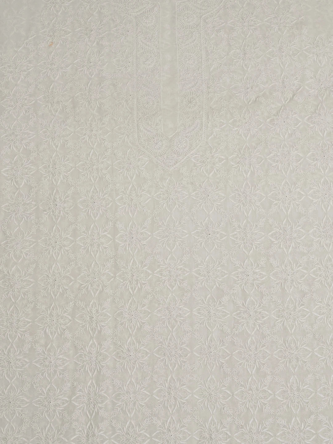 Ada Hand Embroidered White Pure Georgette Lucknowi Chikankari Unstitched Men's Kurta Piece A316574