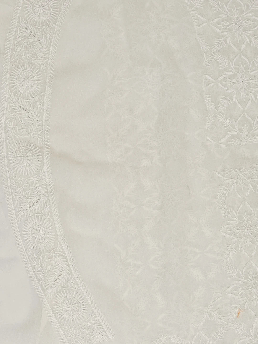 Ada Hand Embroidered White Pure Georgette Lucknowi Chikankari Unstitched Men's Kurta Piece A316574