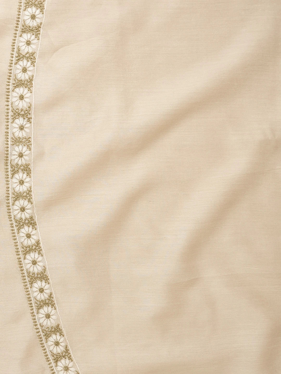 Ada Hand Embroidered Fawn Moonga Silk Lucknowi Chikankari Men's Kurta Piece 01A534501
