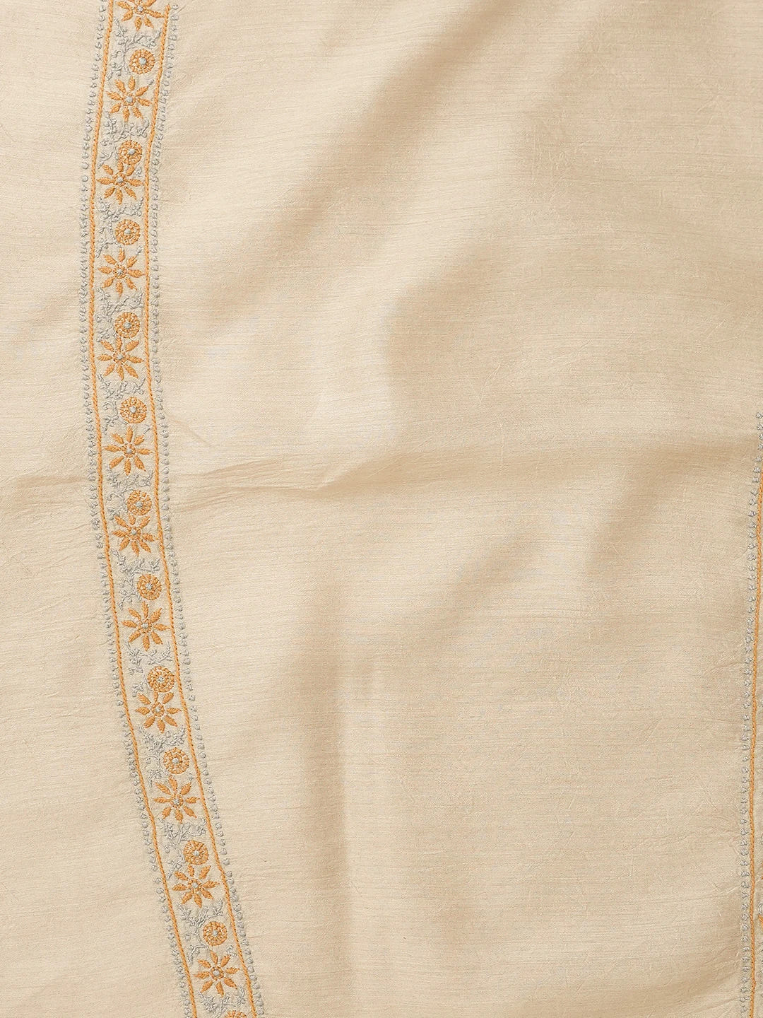 Ada Hand Embroidered Fawn Moonga Silk Lucknowi Chikankari Unstitched Men's Kurta Piece 01A561298
