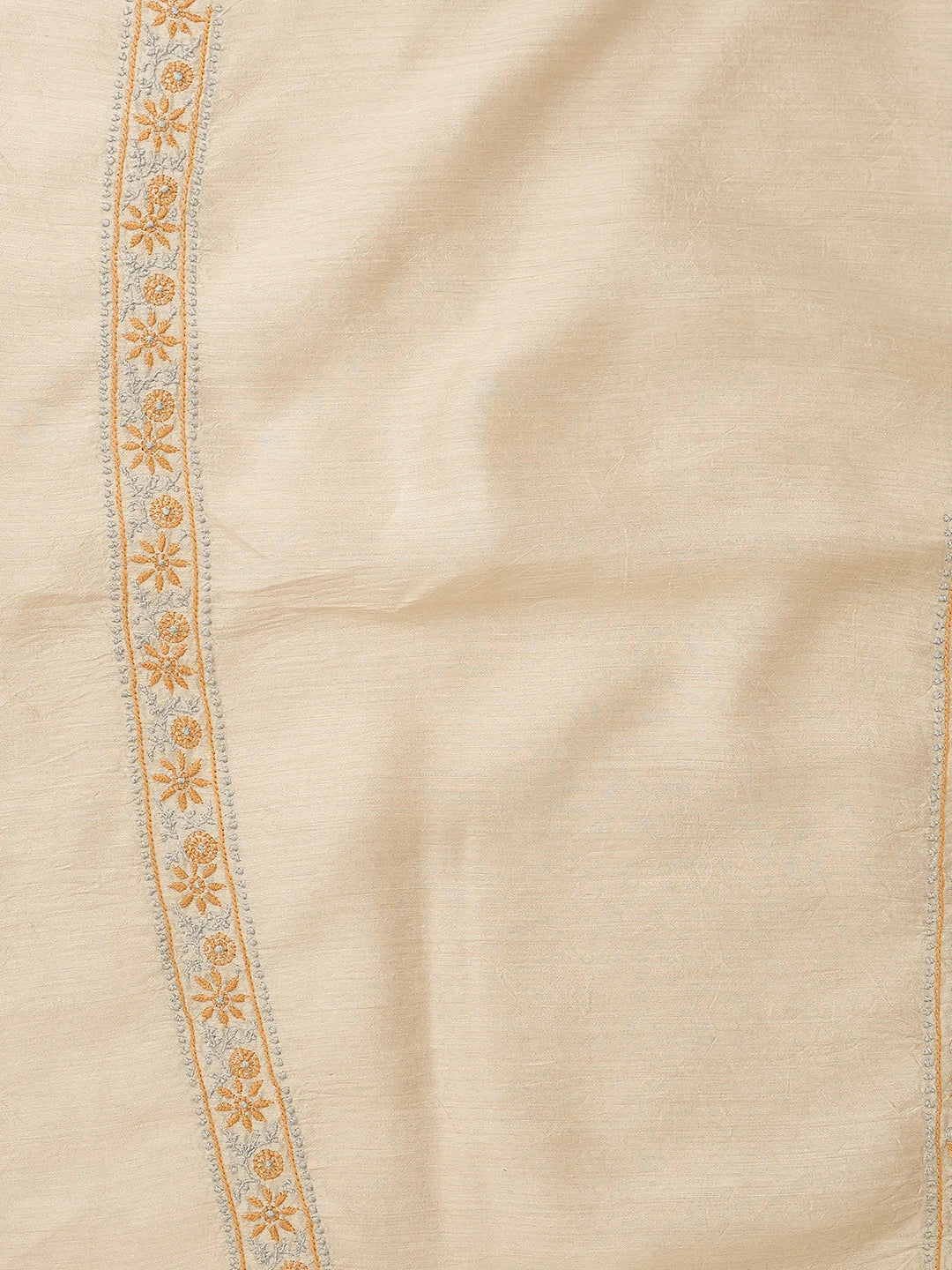 Ada Hand Embroidered Fawn Moonga Silk Lucknowi Chikankari Unstitched Men's Kurta Piece 01A561298