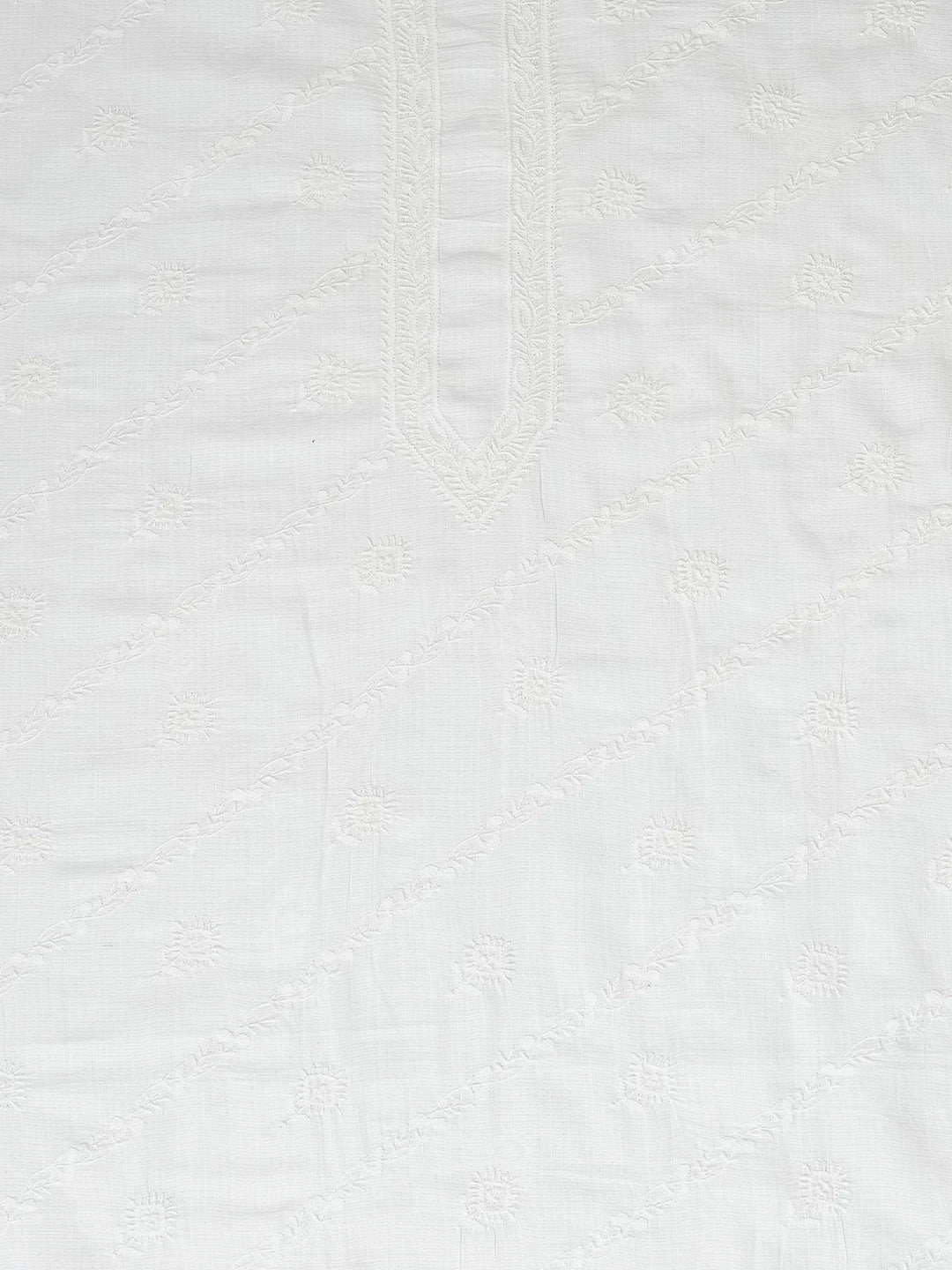 Ada Hand Embroidered White Linen Lucknowi Chikankari Unstitched Men's Kurta Piece 01A583294