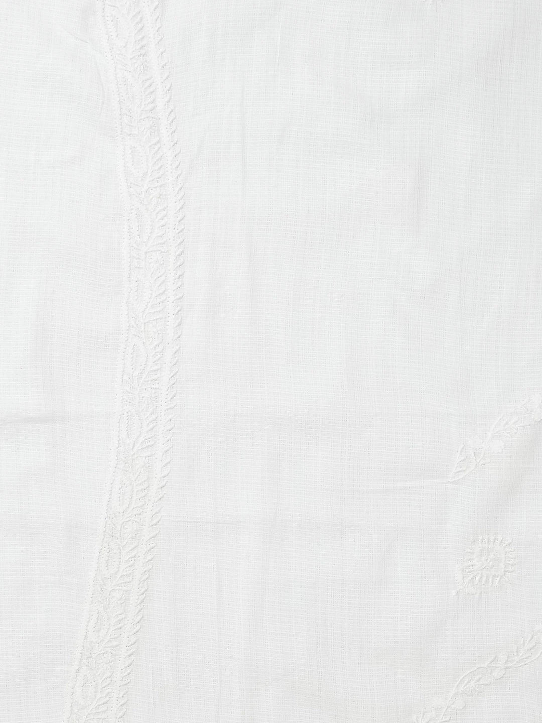 Ada Hand Embroidered White Linen Lucknowi Chikankari Unstitched Men's Kurta Piece 01A583294