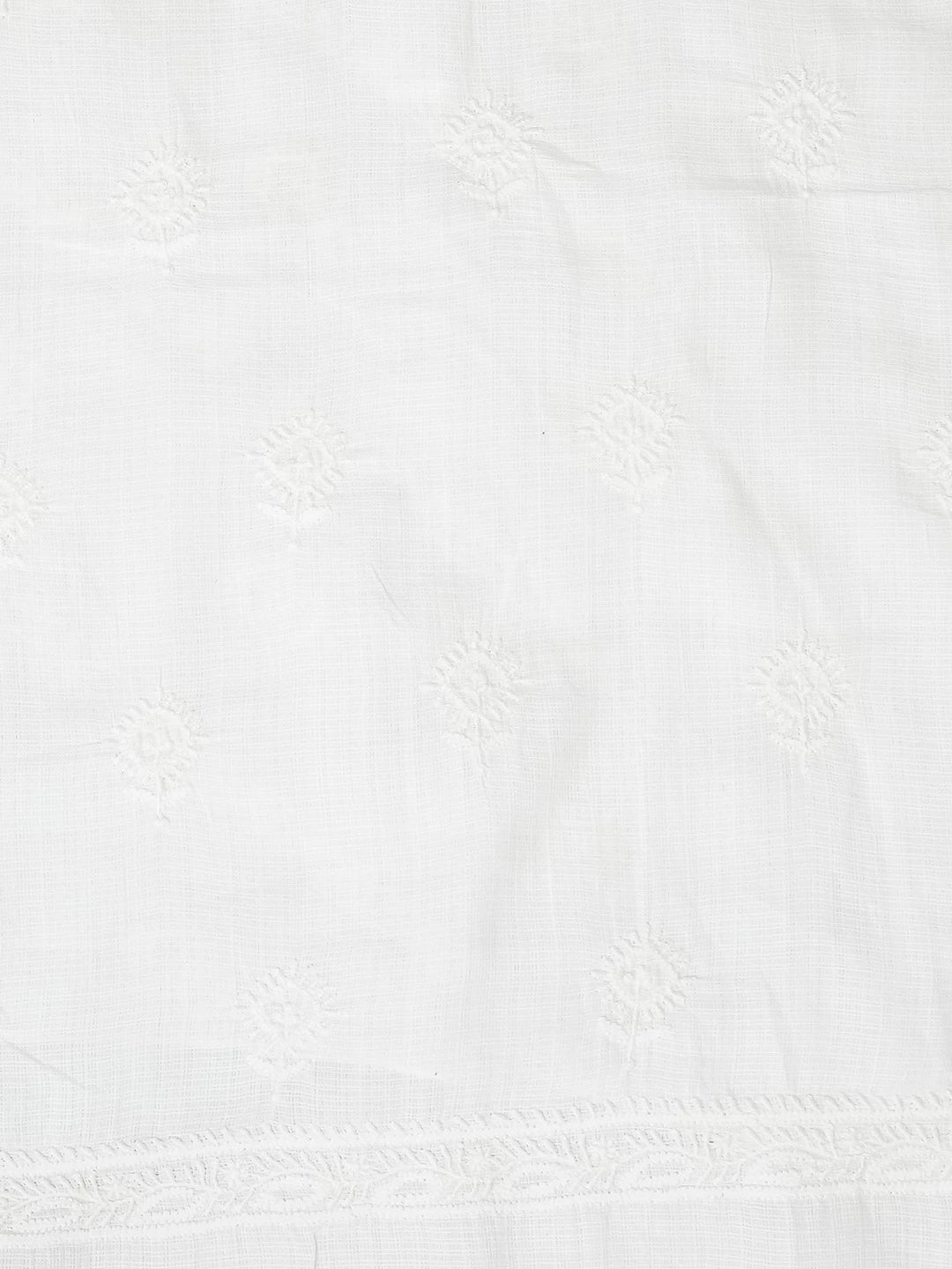 Ada Hand Embroidered White Linen Lucknowi Chikankari Unstitched Men's Kurta Piece 01A583294