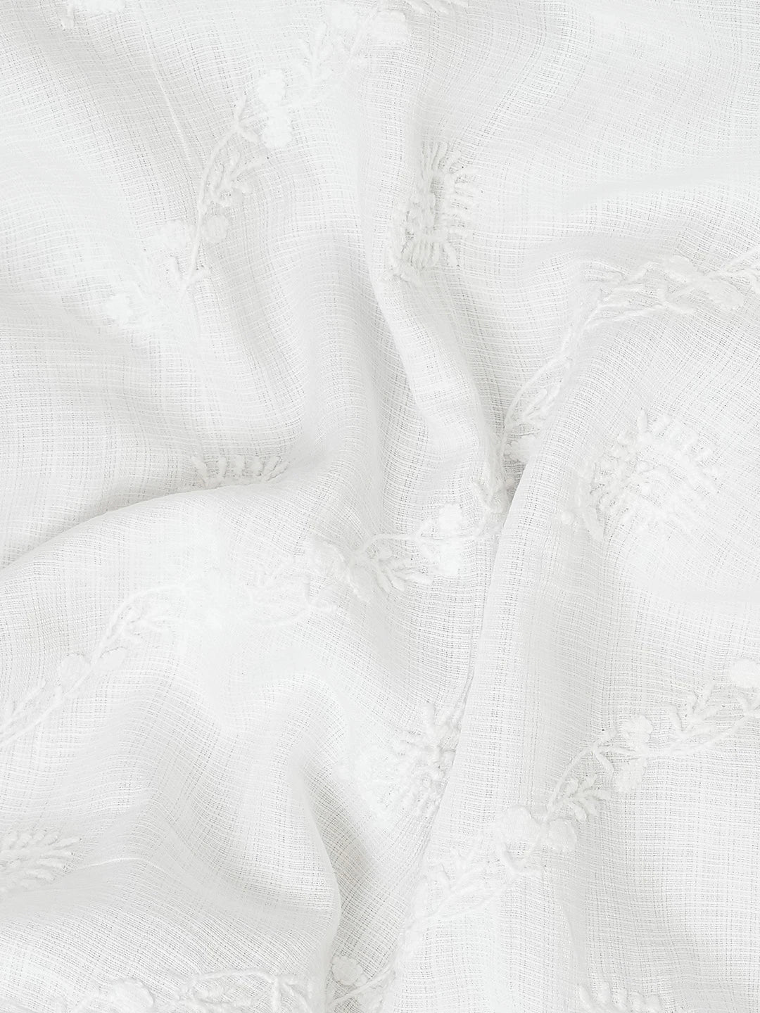 Ada Hand Embroidered White Linen Lucknowi Chikankari Unstitched Men's Kurta Piece 01A583294