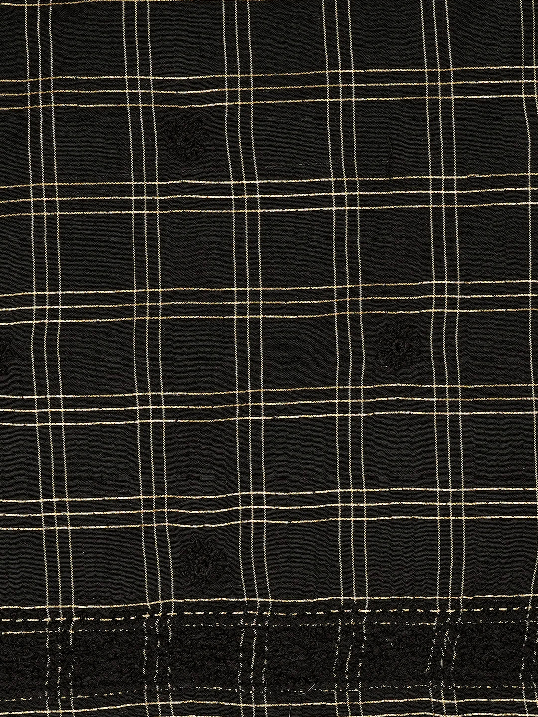 Ada Hand Embroidered Black Chanderi Lucknowi Chikankari Unstitched Men's Kurta Piece 01A649110