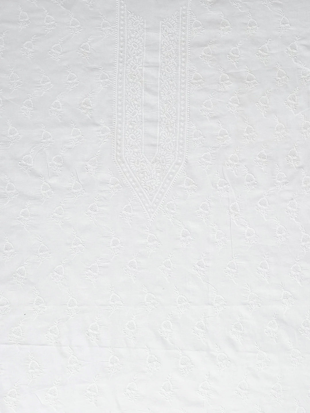 Ada Hand Embroidered White Cotton Lucknowi Chikankari Unstitched Men's Kurta Piece 01A633321