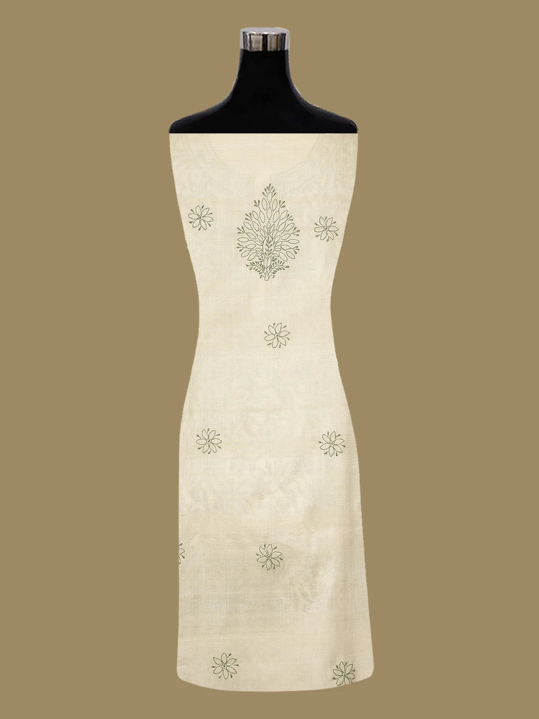 Ada Hand Embroidered Fawn Silk Lucknowi Chikankari Unstitched Suit Piece 01A692643