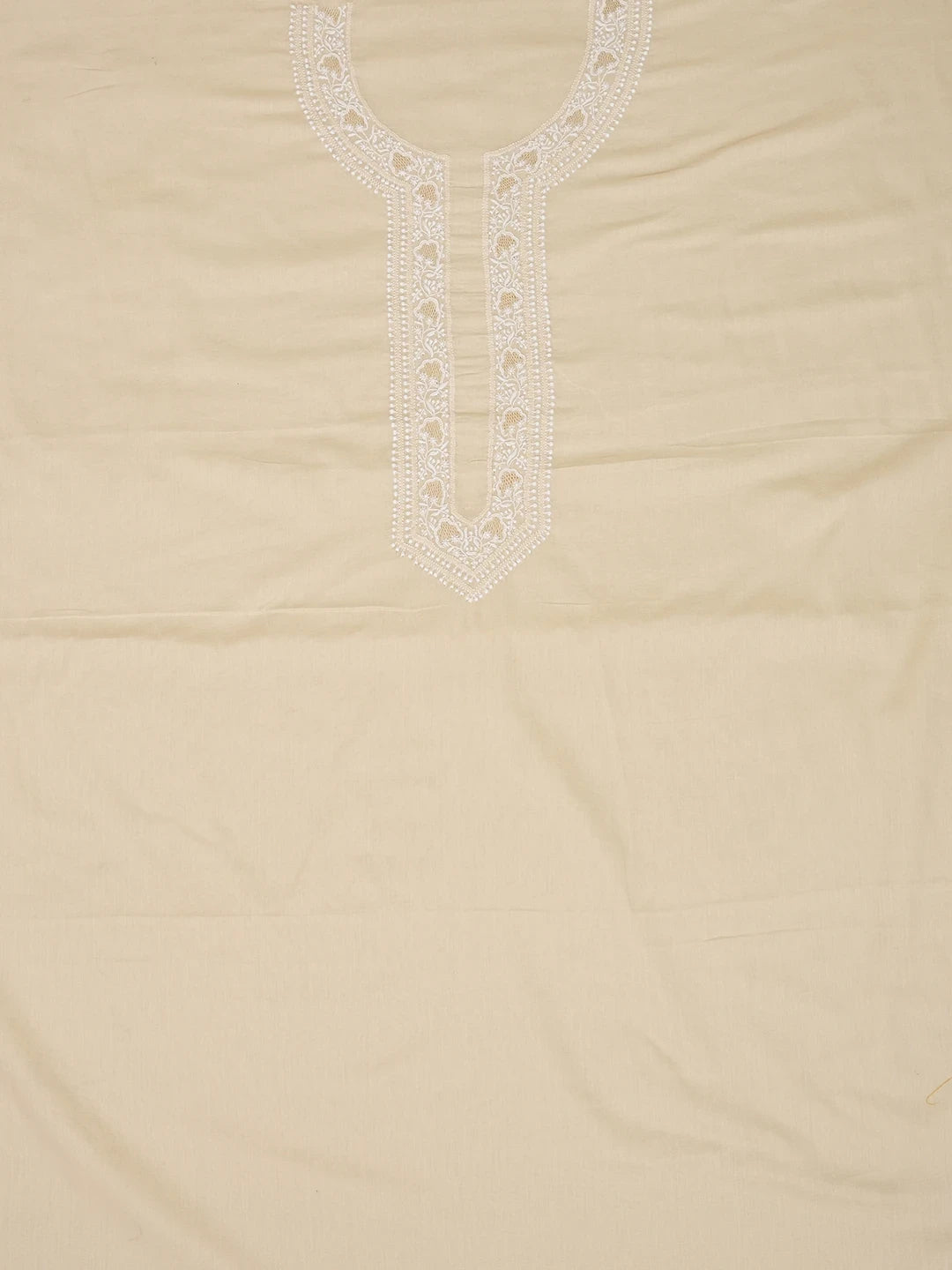 Ada Hand Embroidered Fawn Cotton Lucknowi Chikankari Unstitched Men's Kurta Piece 01A650773