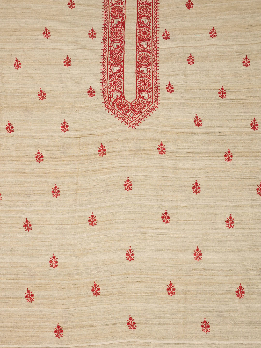 Ada Hand Embroidered Fawn Silk Lucknowi Chikankari Unstitched Men's Kurta Piece 01A493102