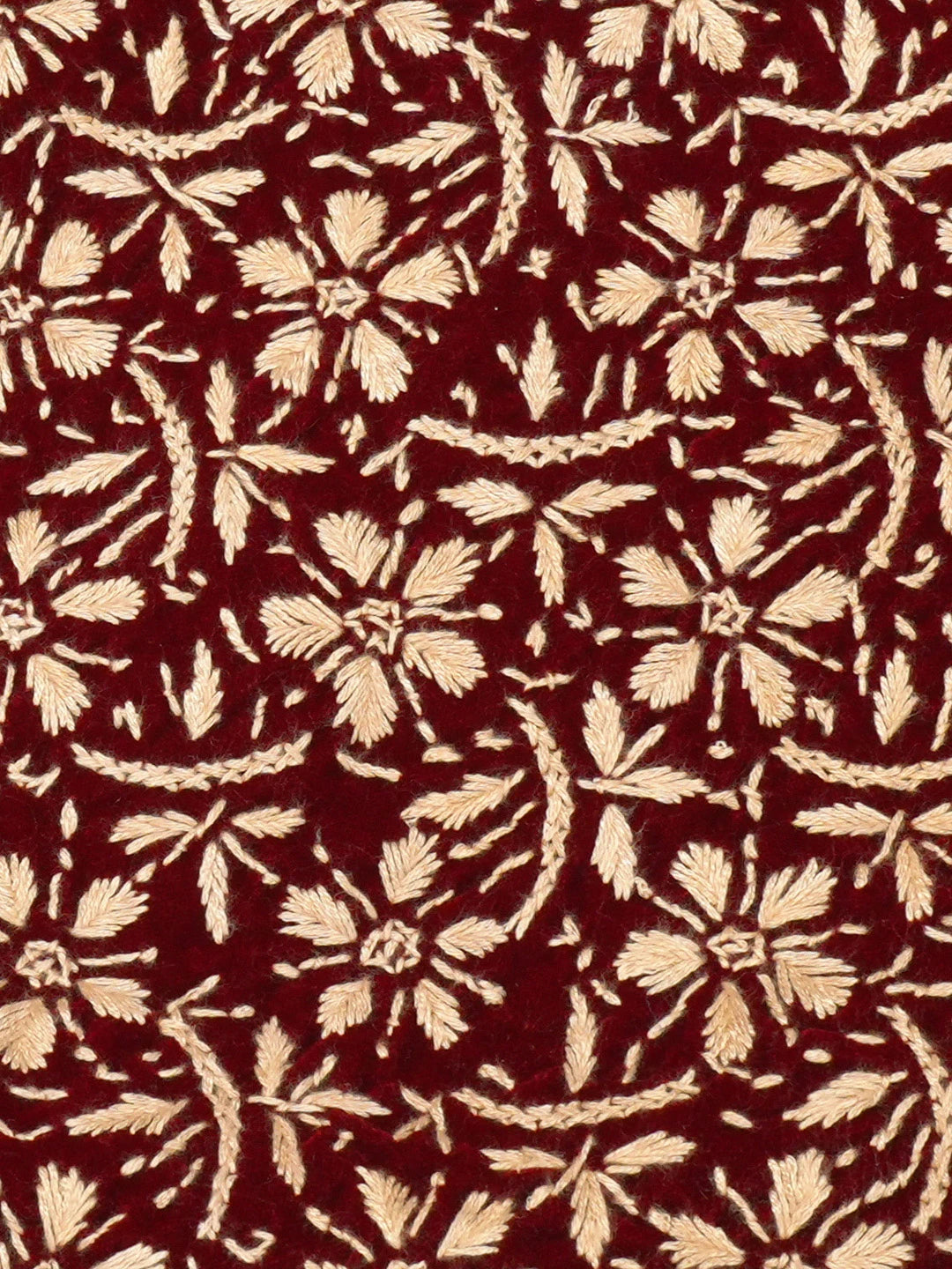 Ada Hand Embroidered Maroon Velvet Lucknowi Chikankari Cushion Cover 01A602144