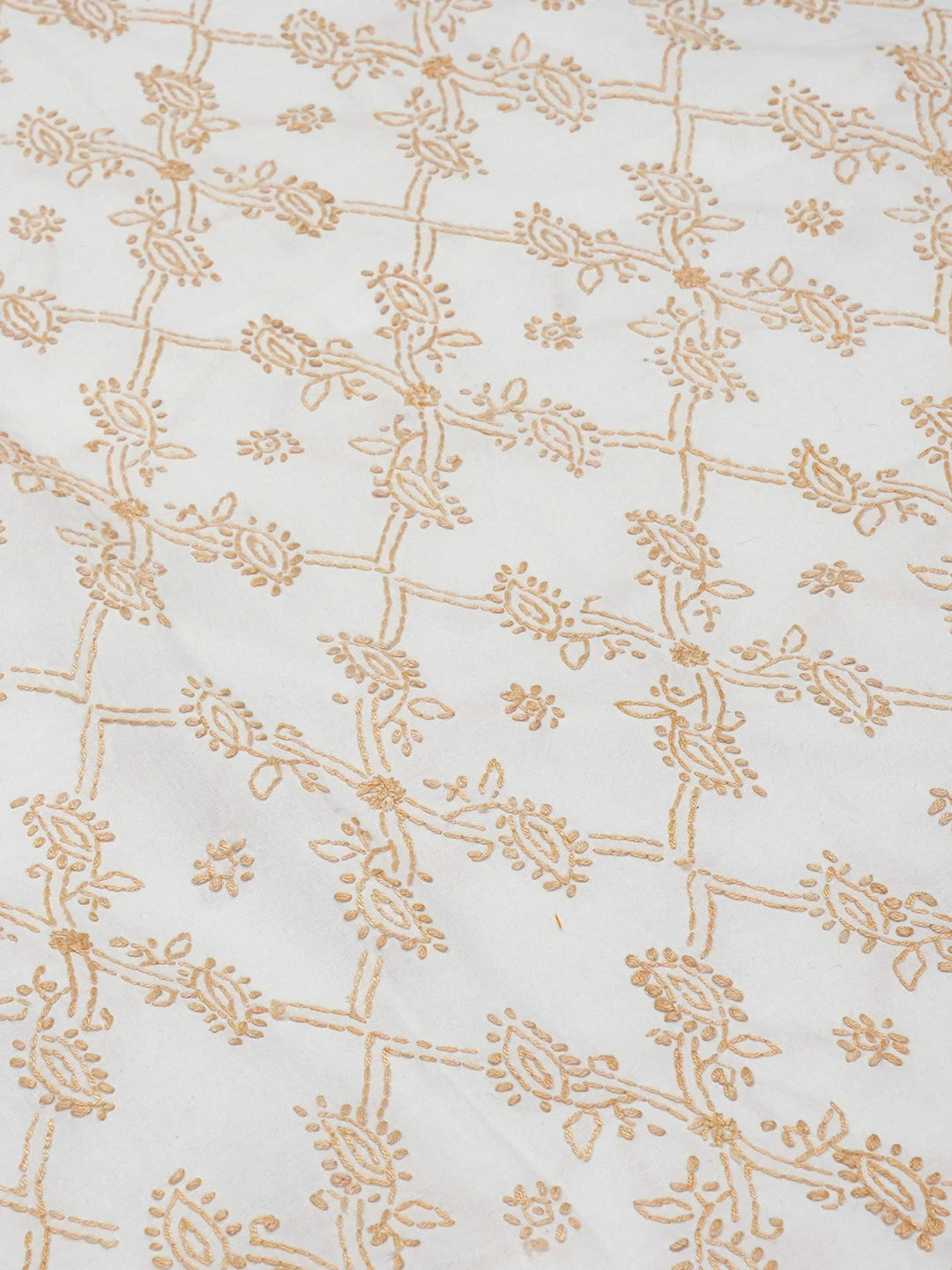 Ada Hand Embroidered White Cotton Lucknowi Chikankari Cushion Cover 01A77985