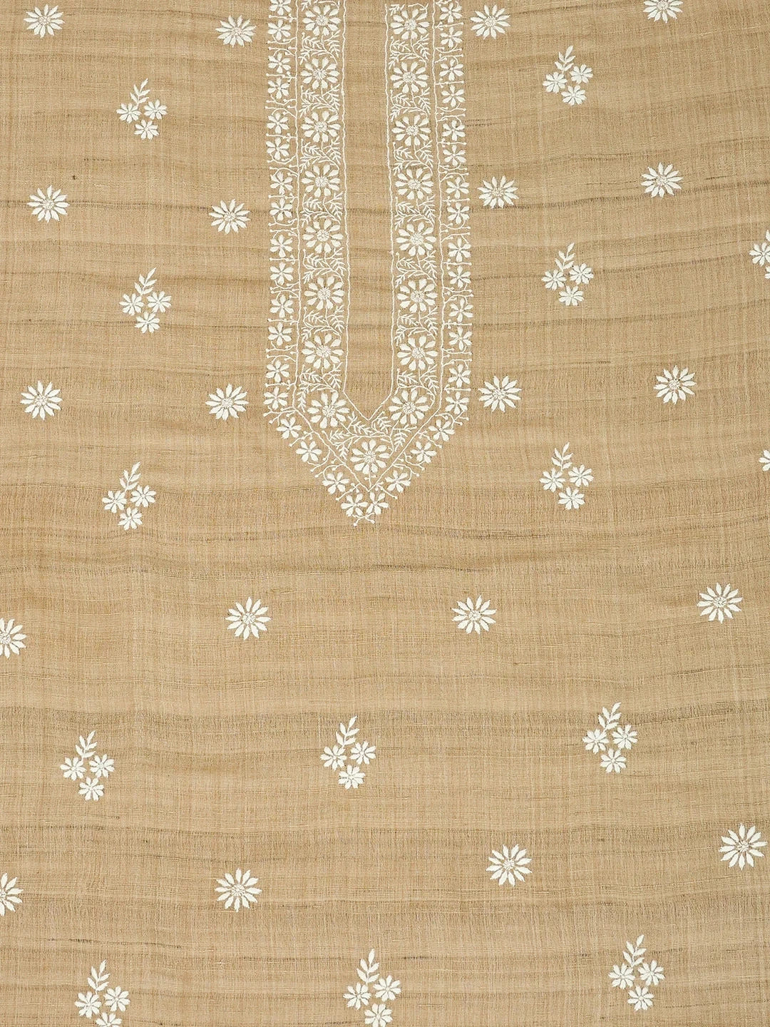 Ada Hand Embroidered Chamoisee Brown Kota Lucknowi Chikankari Unstitched Men's Kurta Piece 01A376378