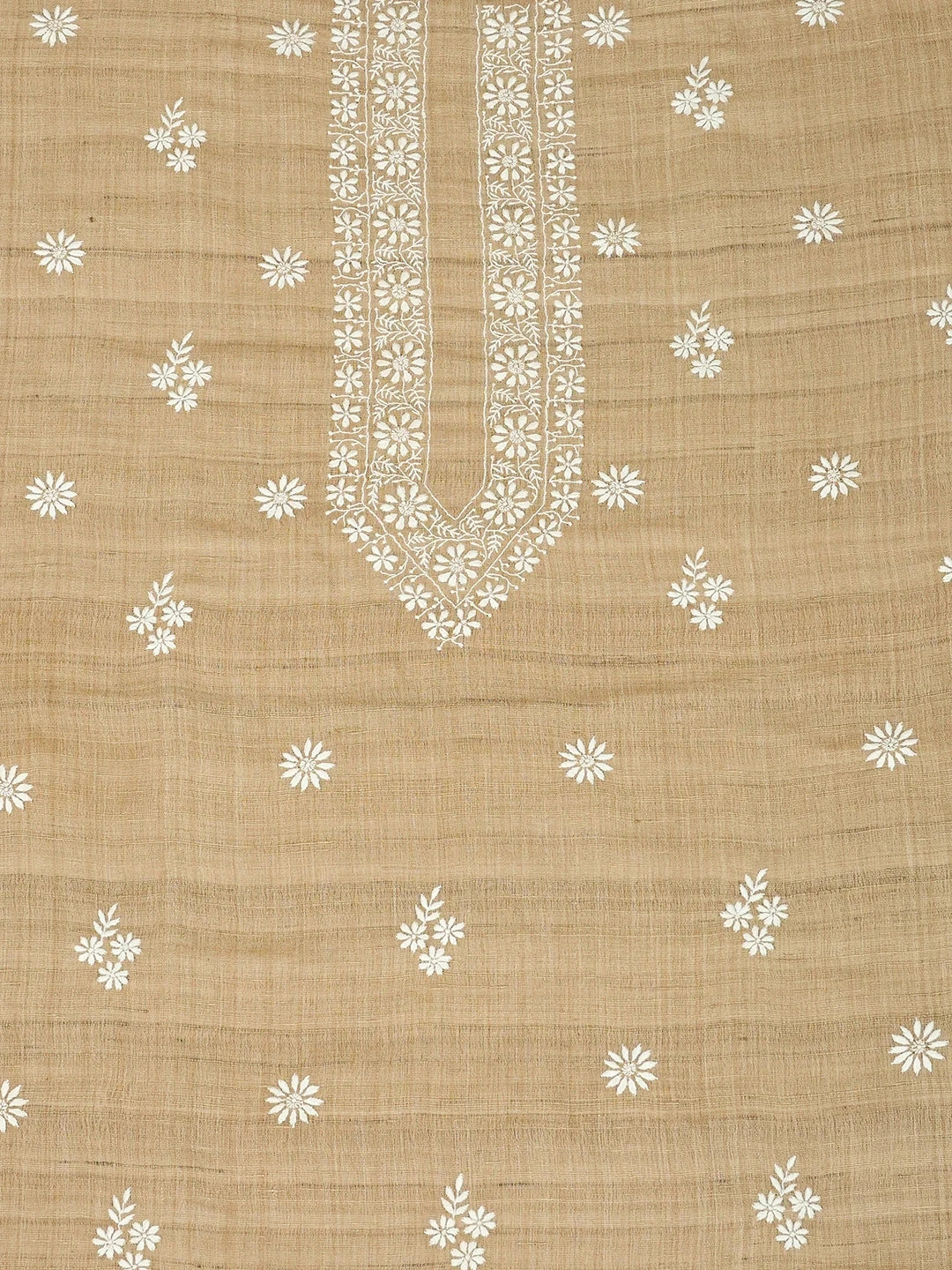 Ada Hand Embroidered Chamoisee Brown Kota Lucknowi Chikankari Unstitched Men's Kurta Piece 01A376378