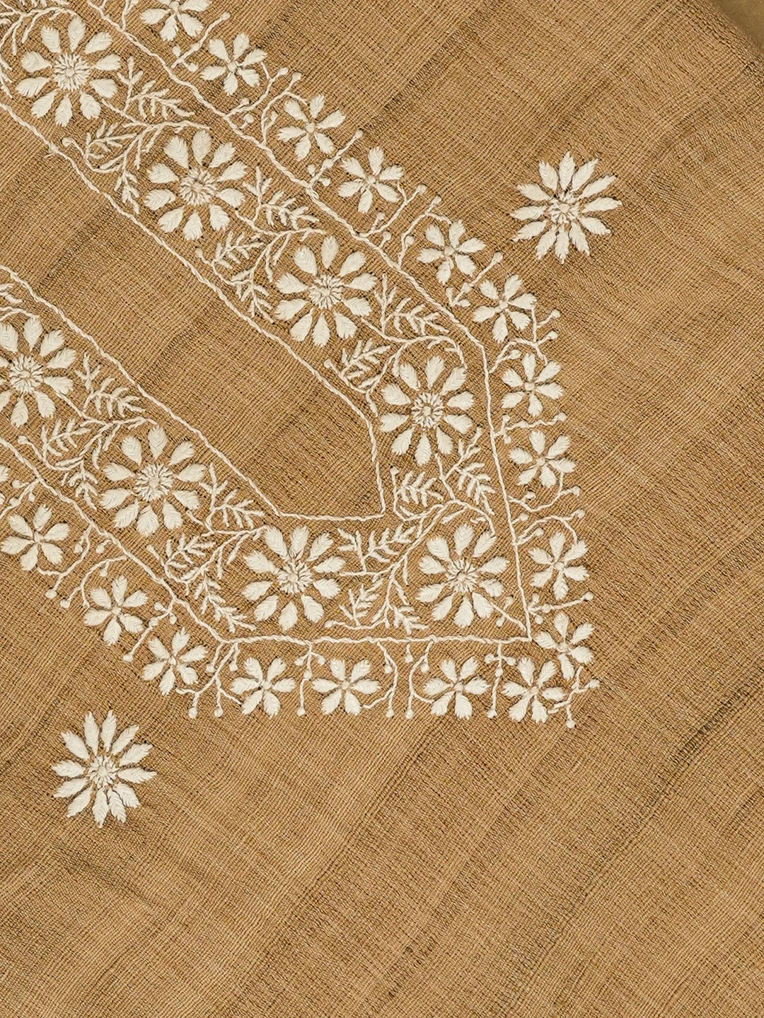 Ada Hand Embroidered Chamoisee Brown Kota Lucknowi Chikankari Unstitched Men's Kurta Piece 01A376378