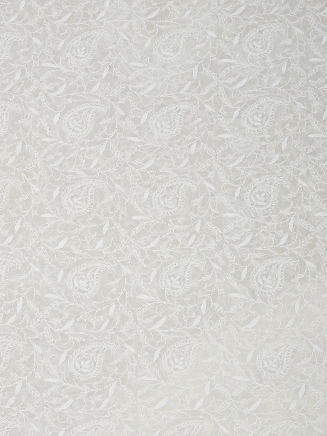 Ada Hand Embroidered White Pure Georgette Lucknowi Chikankari Unstitched Men's Kurta Piece 01A545846