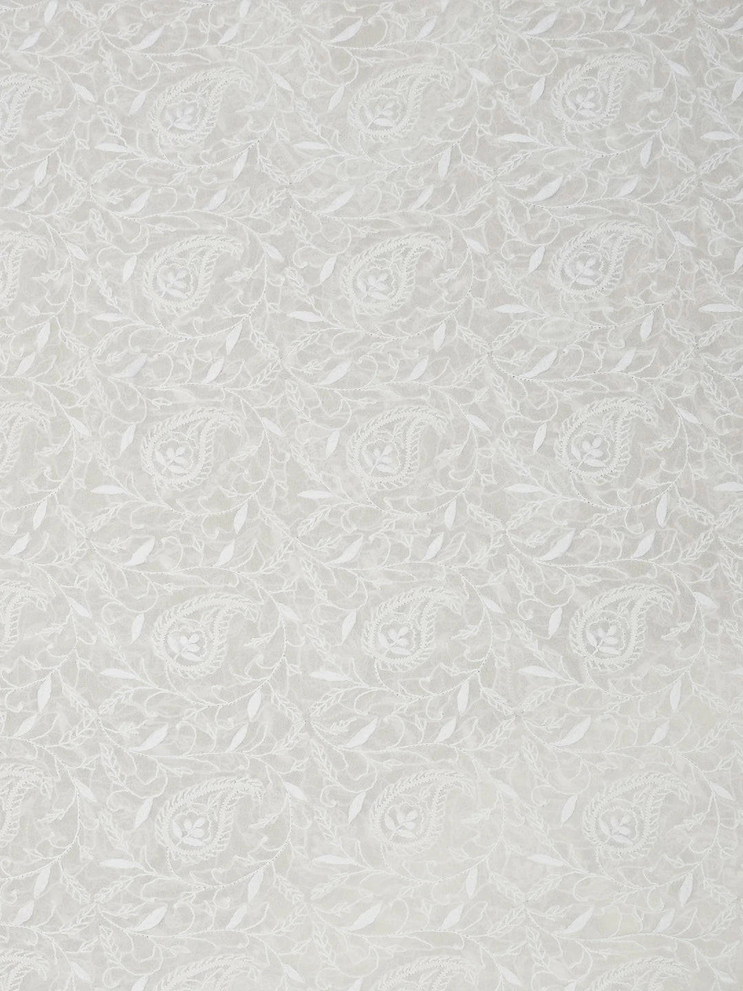 Ada Hand Embroidered White Pure Georgette Lucknowi Chikankari Unstitched Men's Kurta Piece 01A545846