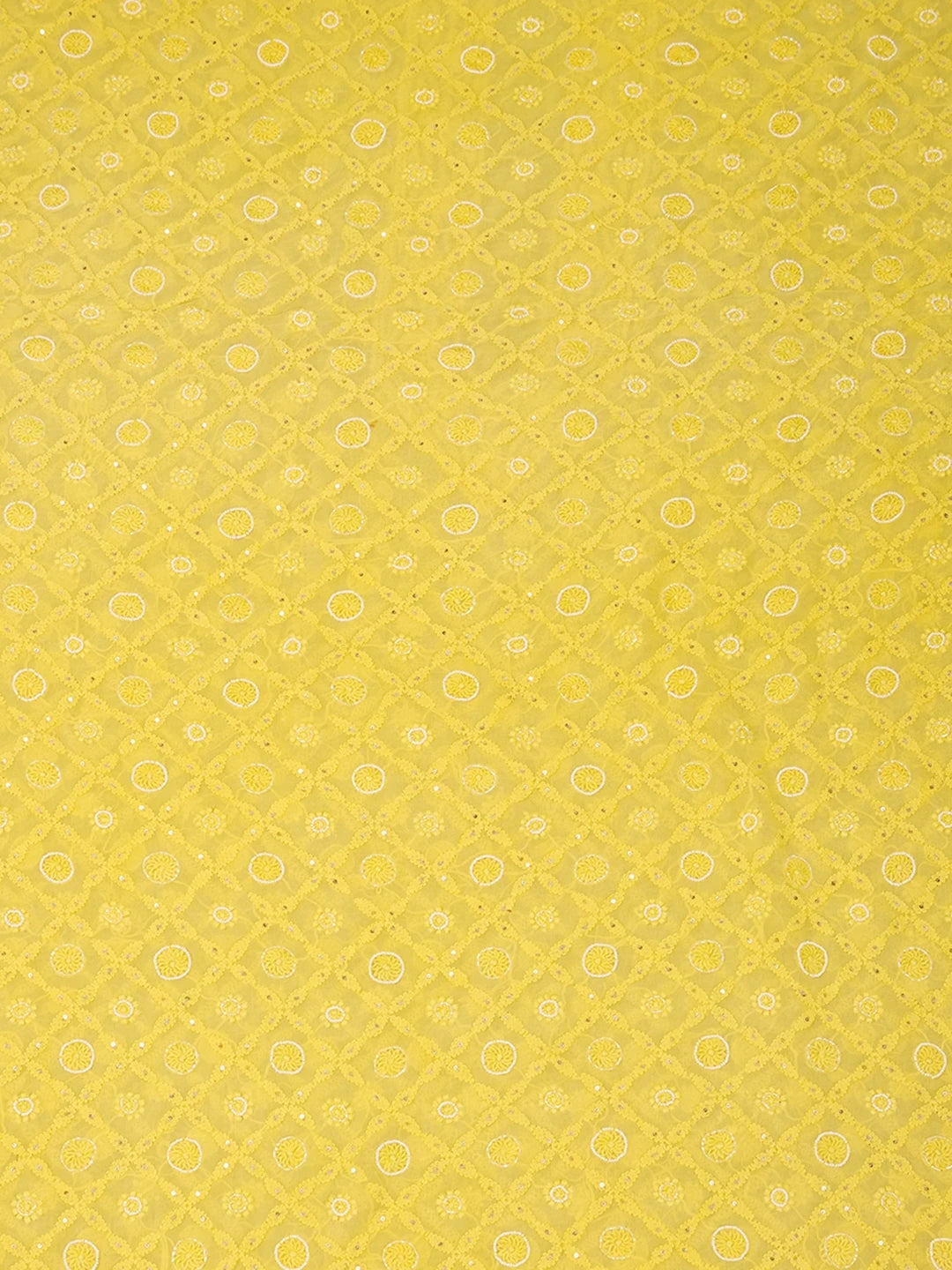 Ada Hand Embroidered Gold Yellow Viscose Georgette Lucknowi Chikankari Unstitched Men's Kurta Piece With Cutdana Work 01A430045
