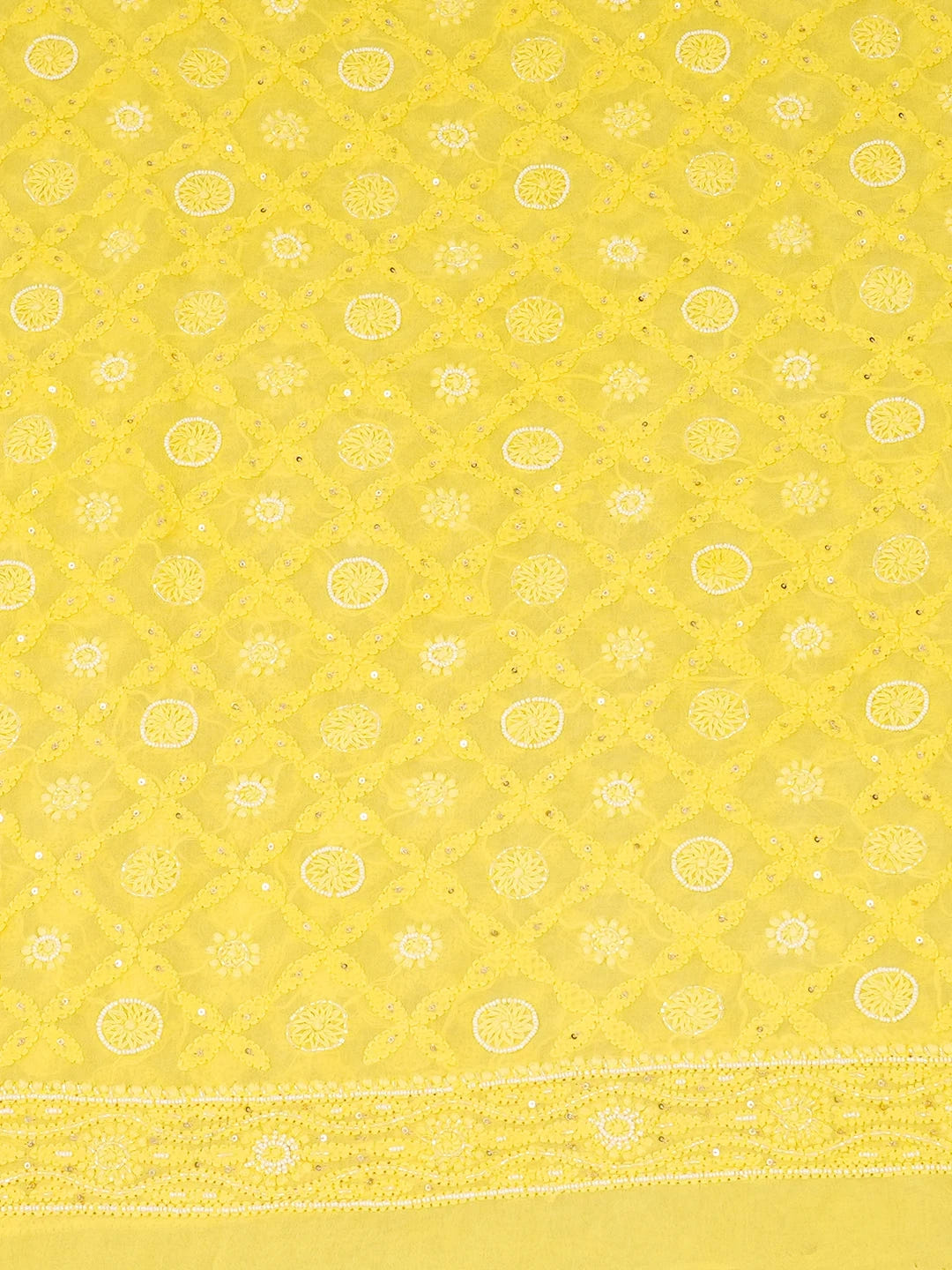 Ada Hand Embroidered Gold Yellow Viscose Georgette Lucknowi Chikankari Unstitched Men's Kurta Piece With Cutdana Work 01A430045