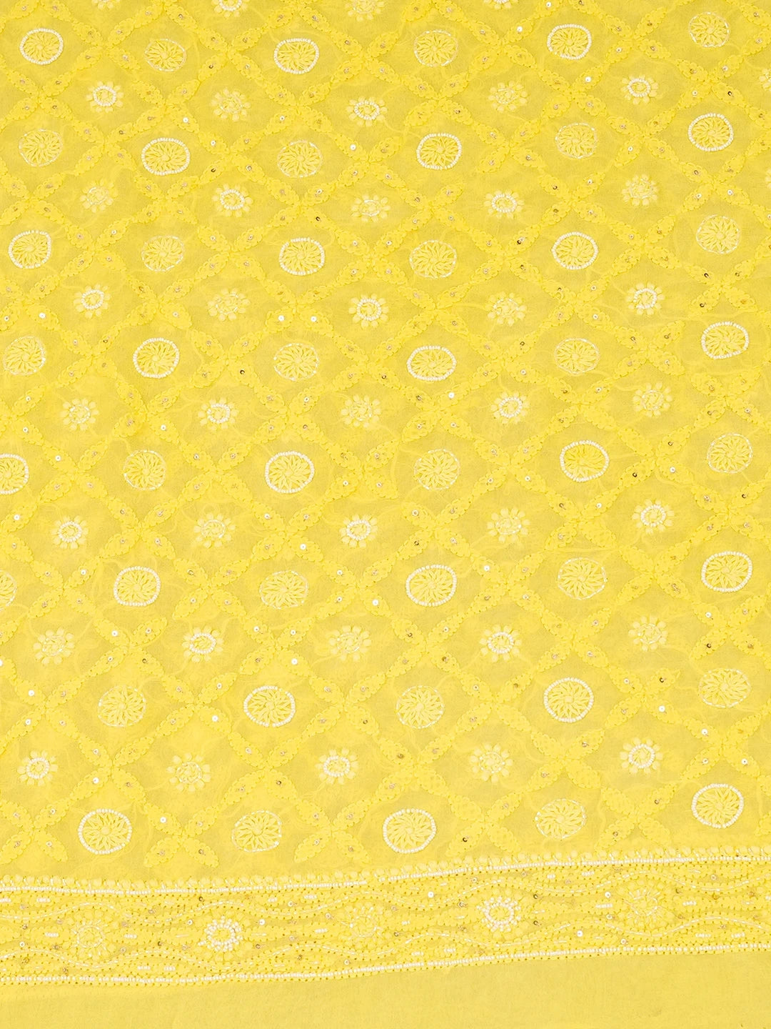 Ada Hand Embroidered Gold Yellow Viscose Georgette Lucknowi Chikankari Unstitched Men's Kurta Piece With Cutdana Work 01A430045