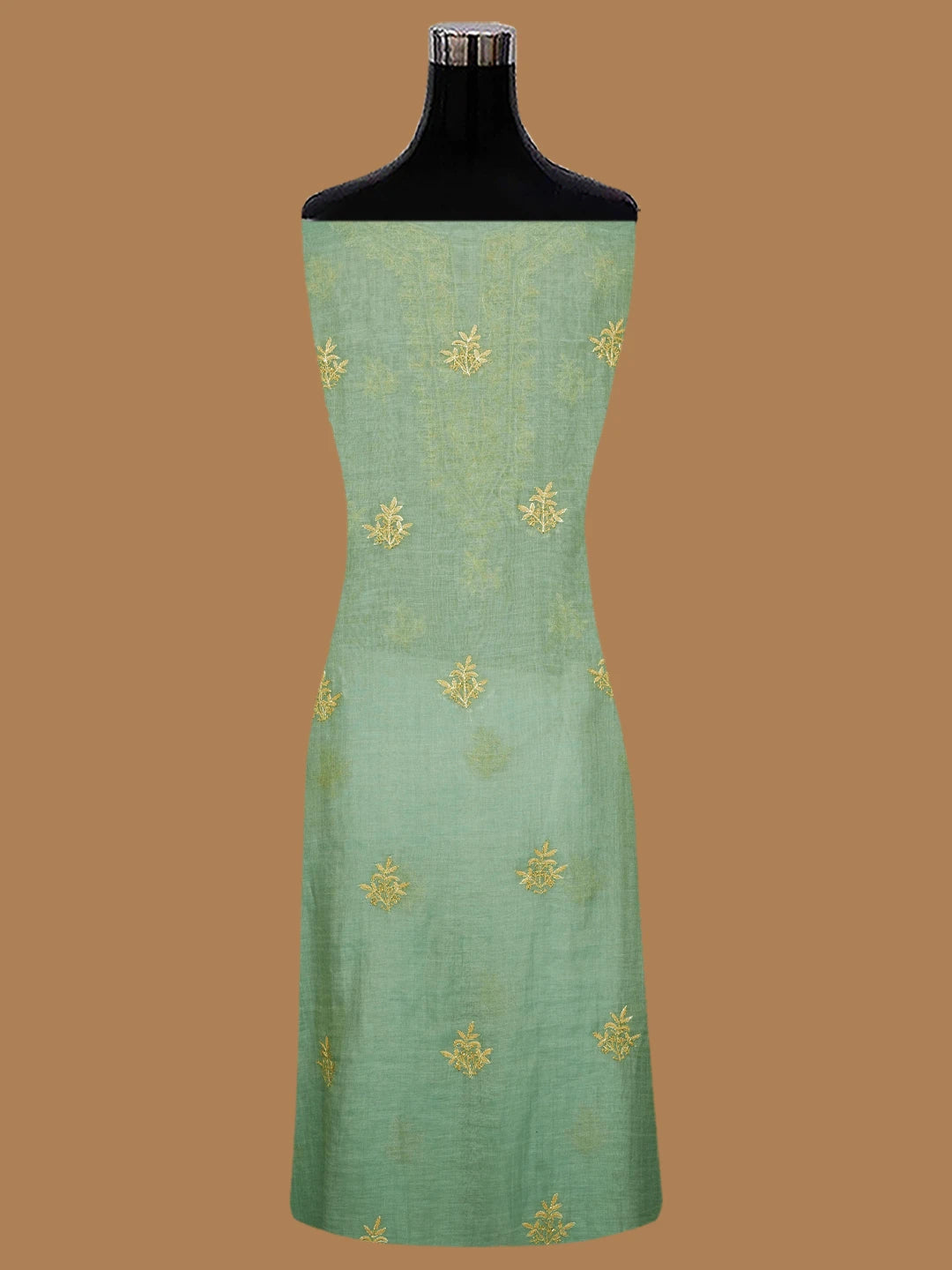 Ada Hand Embroidered Cadet Blue Tissue Lucknowi Chikankari Unstitched Kurta Dupatta Set With Cutdana Work 01A702544