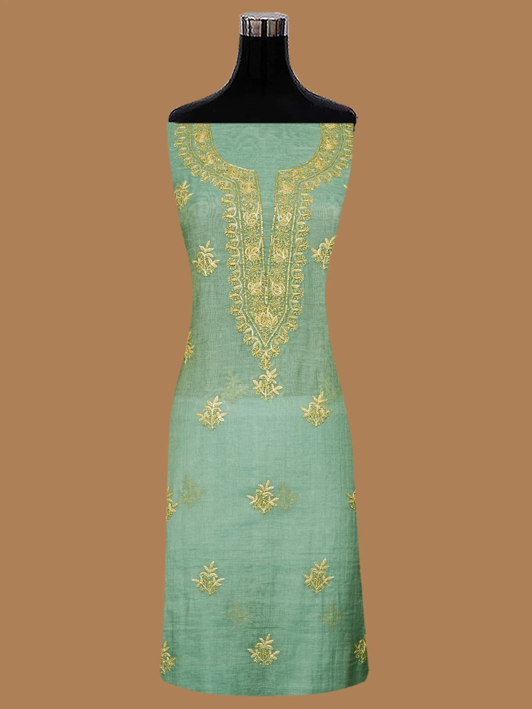 Ada Hand Embroidered Cadet Blue Tissue Lucknowi Chikankari Unstitched Kurta Dupatta Set With Cutdana Work 01A702544